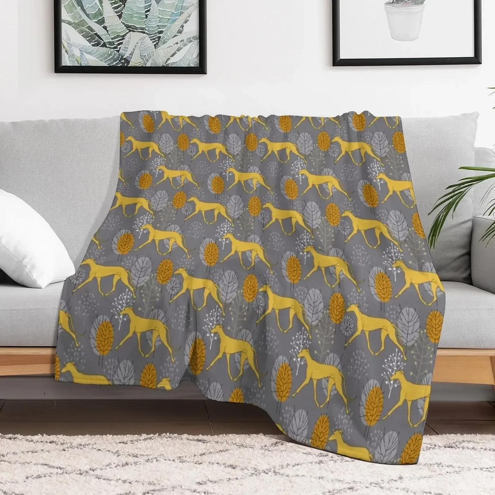 

Trotting yellow galgos Throw Blanket Baby Quilt Furrys Blankets