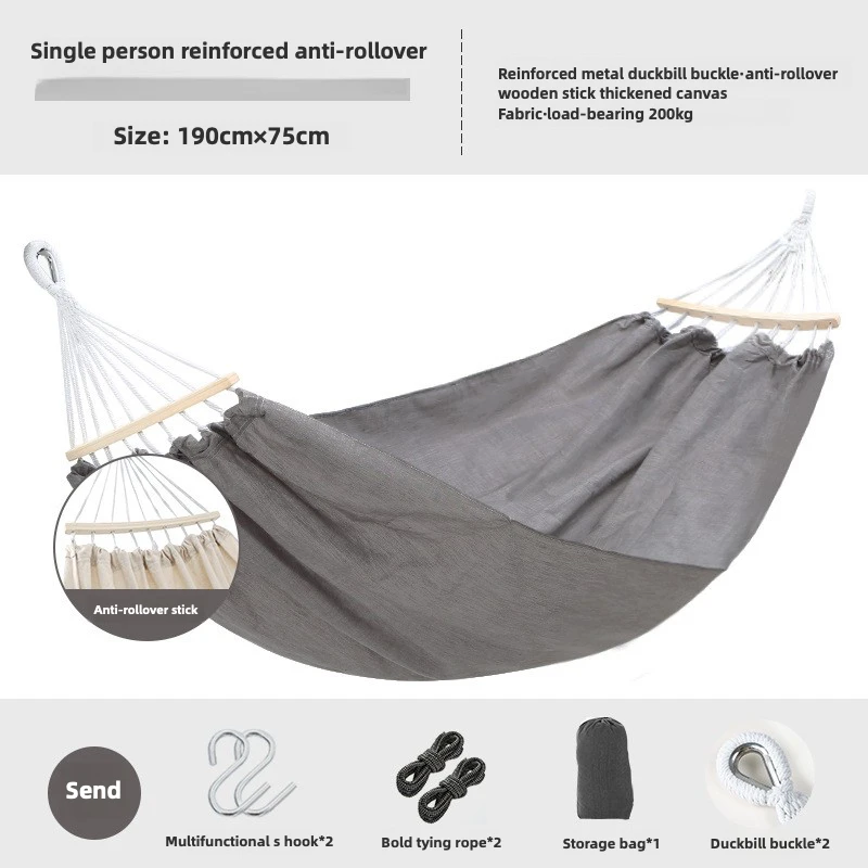 Outdoor Swing Hammock, Single Camping Reinforced Anti-rollover Hammock, Home Indoor Dormitory Anti-rollover Hammock