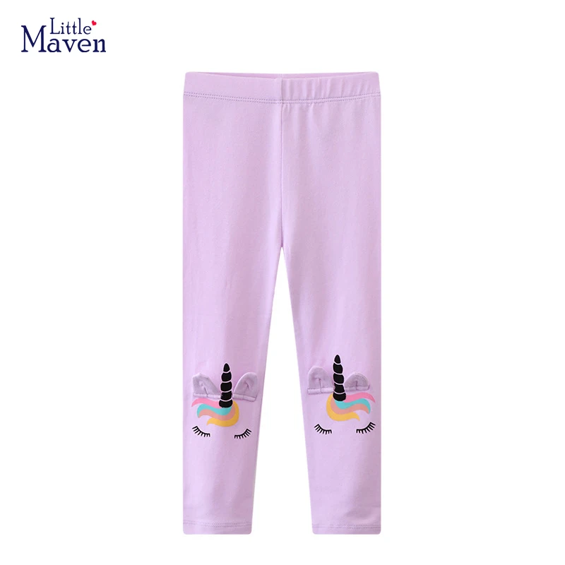 Little maven Baby Girls Pants Purple Unicorn Leggings Cotton Lovely Comfort Trousers Toddler Kids Girls Clothes 2-7 years