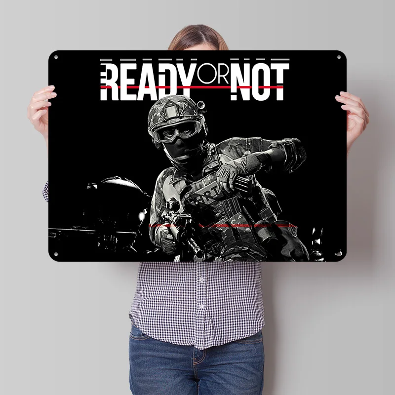 Ready or Not Game Art 3D Texture Metal Poster Customized Wall Art Tin Sign Gift for Mancave Luxury Decoration Home Decor Items