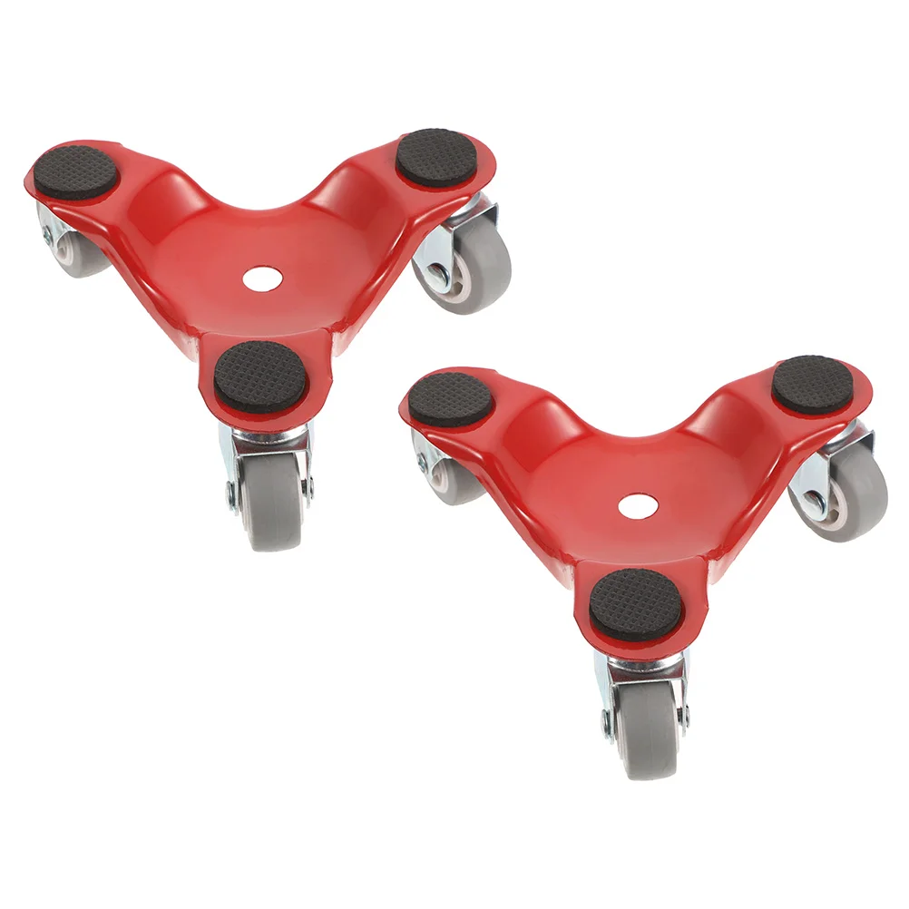 2 Pcs Cart Moving Artifact Mover Dollies for Furniture Dolly Appliances Tool Triangle 3 Wheel Red