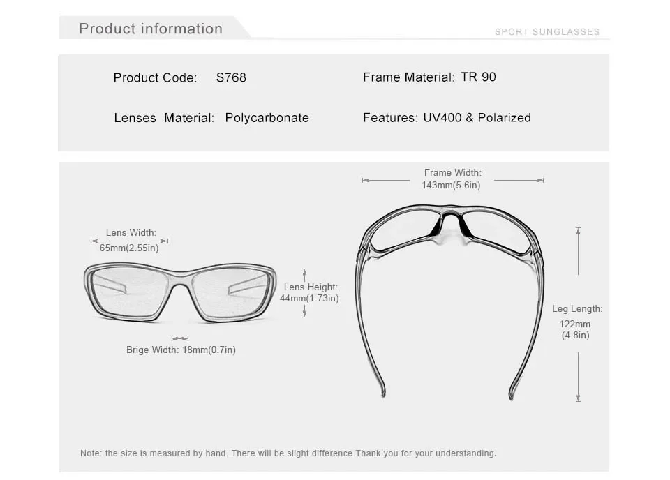 KINGSEVEN Sport Polarisierte Sonnenbrille Männer Brille TR90 Material Anti-UV Fahrrad Sonnenbrille Komfort Brillen – Detail 2