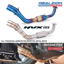 REALZION AEROX155 NVX 155 Motorcycle Exhaust Pipe Exhaust Middle Silp On Pipe Front Pipe For Yamaha AEROX 125 155 2016 2017 2018