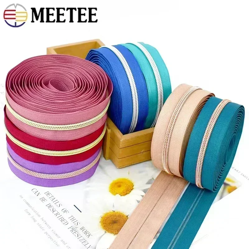 5/8/10/20M 5# Meetee Nylon Zipper By Meters Bag Coil Zippers Closure Jacket Zip Replacement Roll Zips Repair Sewing Accessories