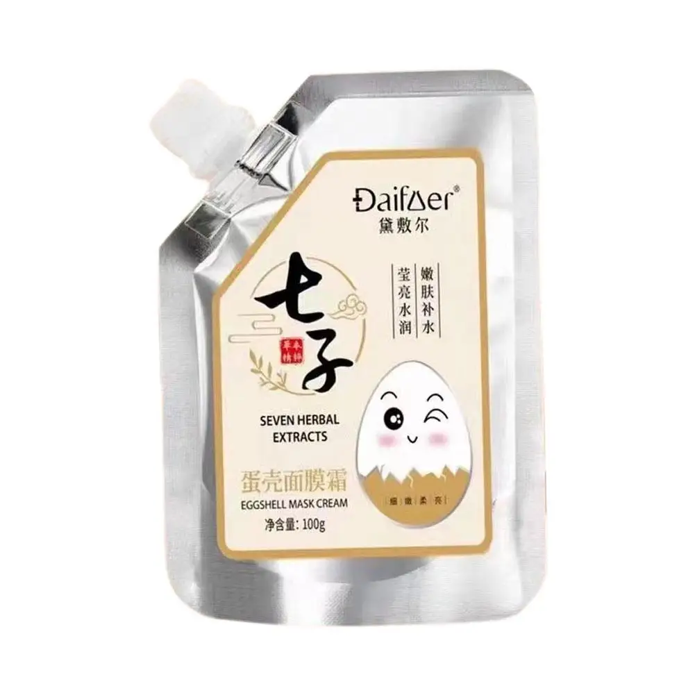 100g guscio d'uovo maschera di fango schiarente polvere macchie di Acne Hyrdating Lifting del viso rimuovi maschera e rassodante sbiancante e idratante V2M6