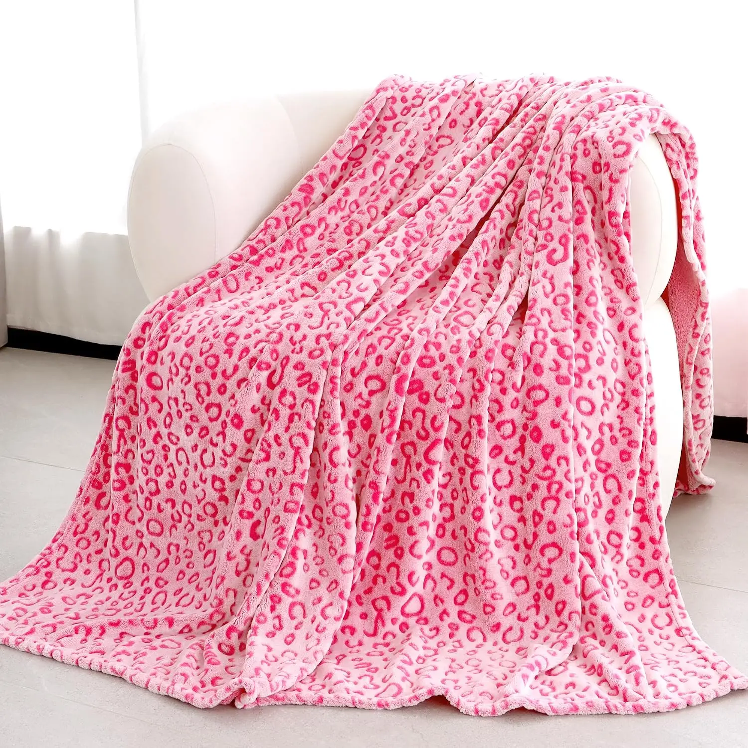 Pink Fleece Leopard Blanket for Women - Soft Fuzzy Cheetah Print Throw Blankets for Couch Bed, Pink Mothers Day Birthday Gifts for Women, Cute Stuff Aesthetic Room Decor for Teen Girls