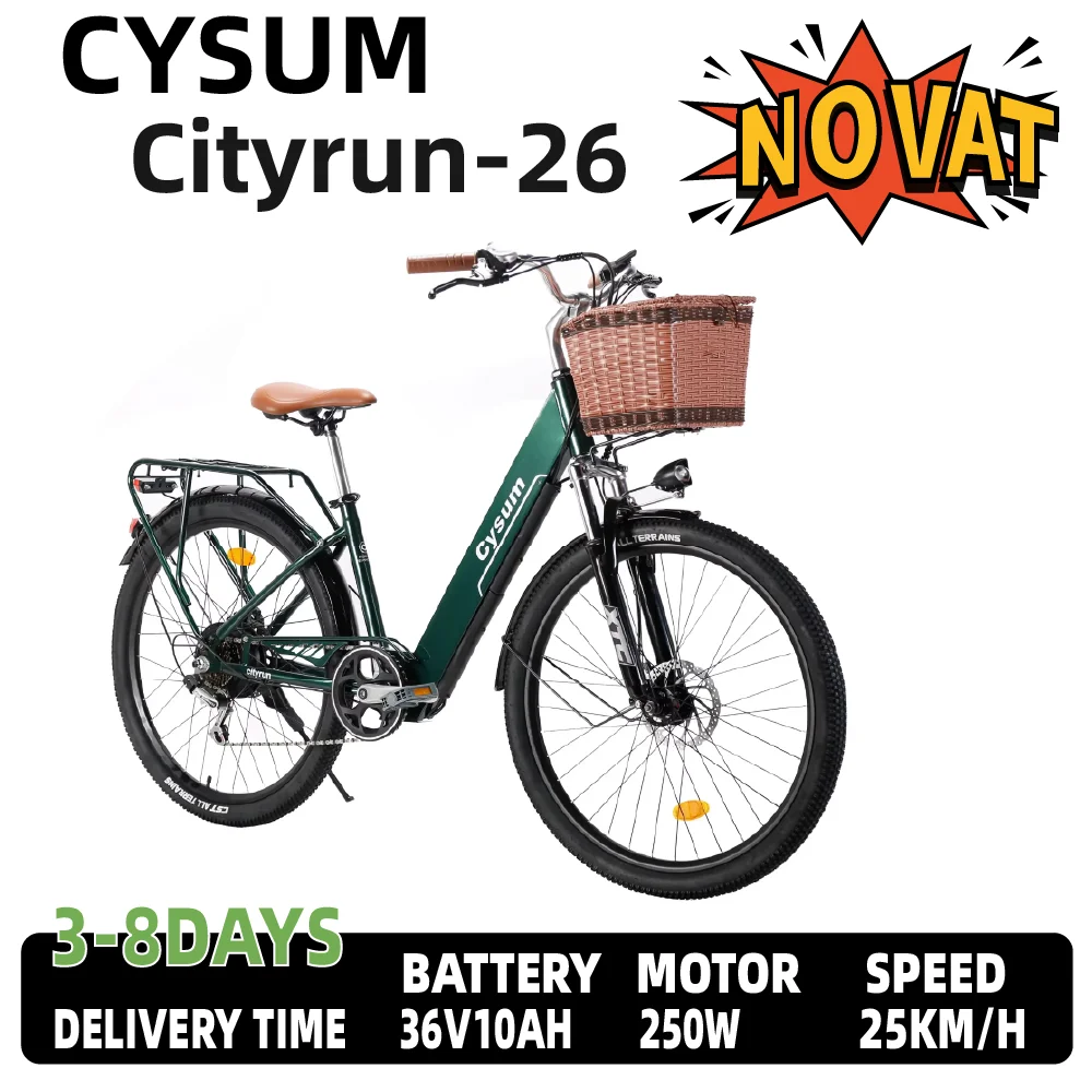 CYSUM Cityrun-26 vélo électrique 250W moteur filles modèle vélo électrique 36V 10Ah batterie tout-terrain vélo électrique