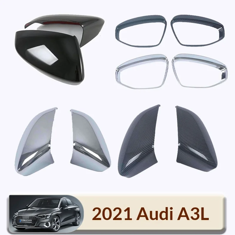 

Carbon Fiber Style Rearview Mirror Cover Trim for Audi A3 A3L 2021 Black