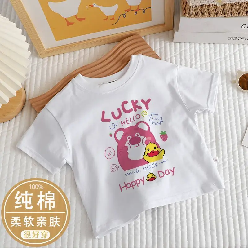 Il cotone Disney Lotso per ragazzi e ragazze è morbido e confortevole, delicato sulla pelle e maniche corte estive casual e carine