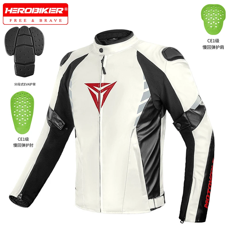 

Motorcycle Riding Leather Jacket Windproof Warm Motorcycle Armor Protector Removable Thermal Inner Tank Waterproof For 4 Seasons