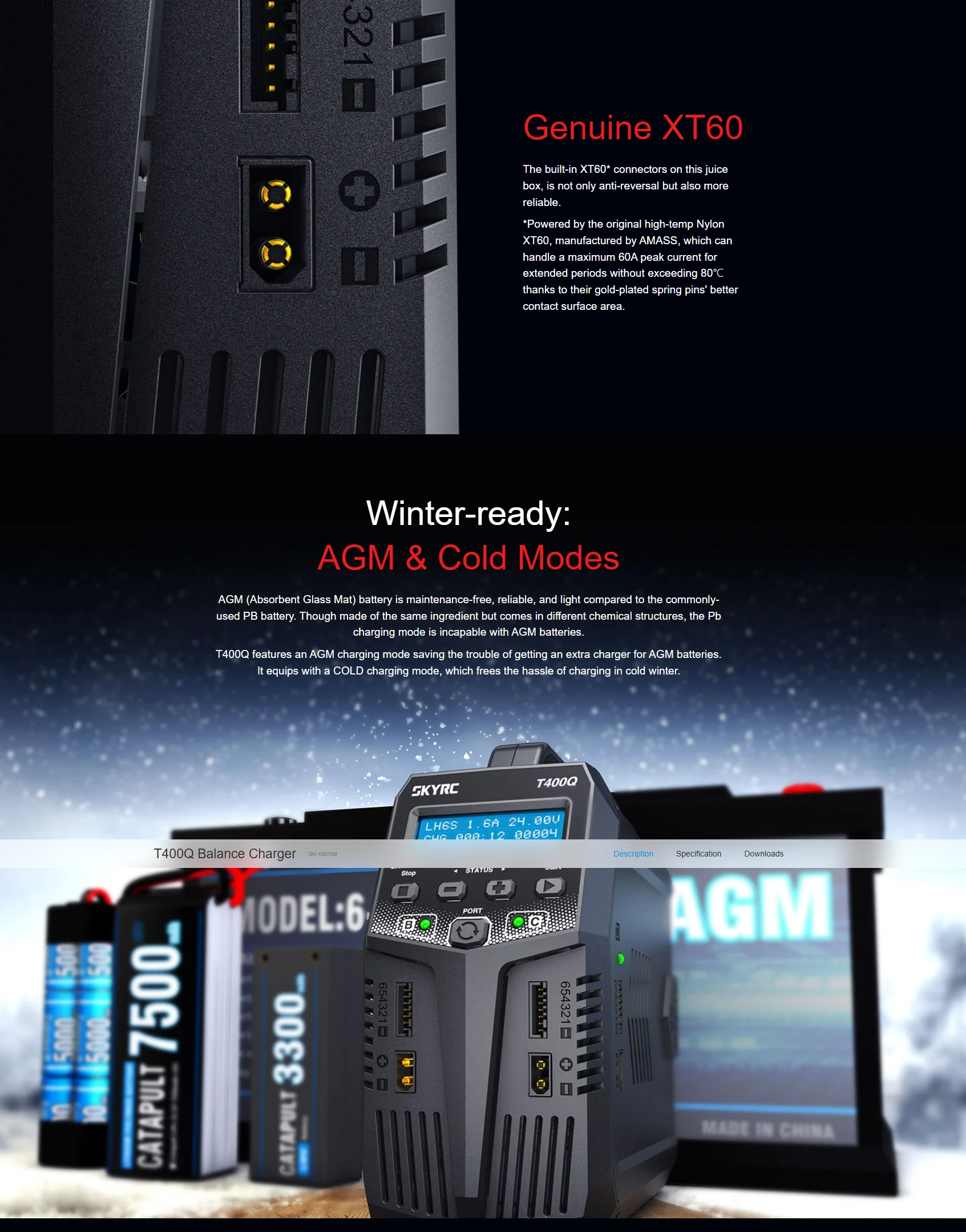 SKYRC T400Q 4*10W 4-Channel Intelligent Balance Charger AC/DC Built-in Power Supply