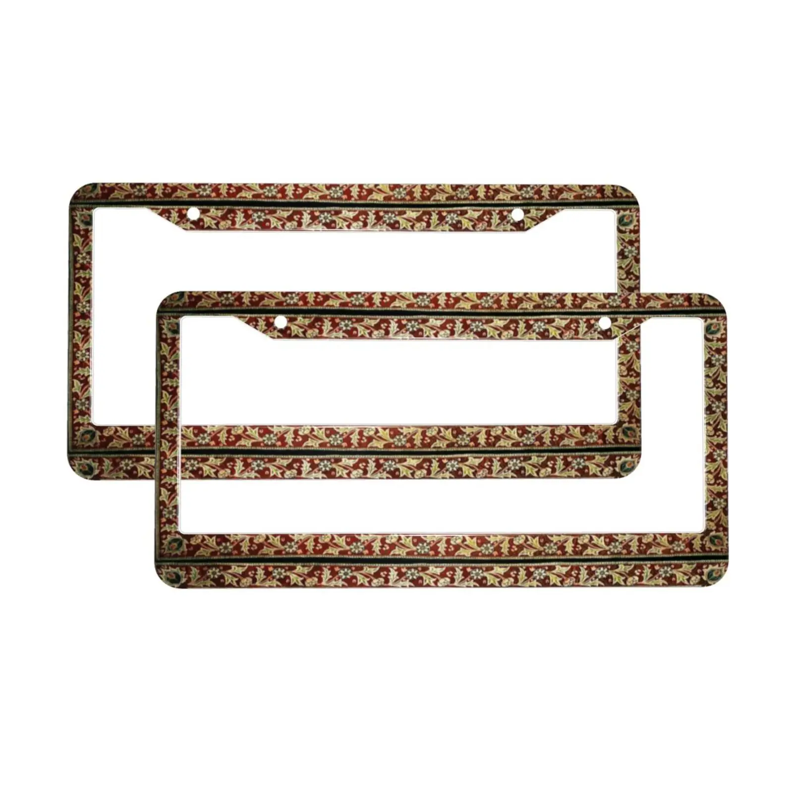 Bohemian Vintage Floral Print Aluminum Alloy American Car License Plate Cover Car Accessories Waterproof License Plate Cover Car
