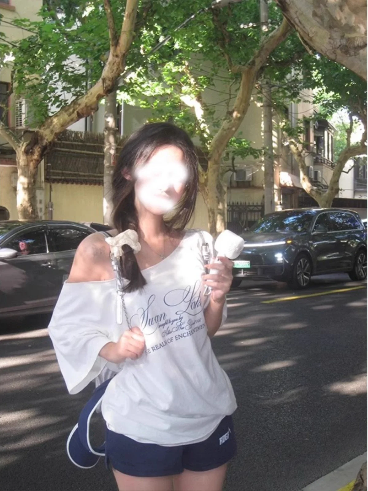 Loose oulder Bared T-irt Women's Summer New Sle Versatile Svel Print Top Korean Sle Commute Loose Fit Creative ...