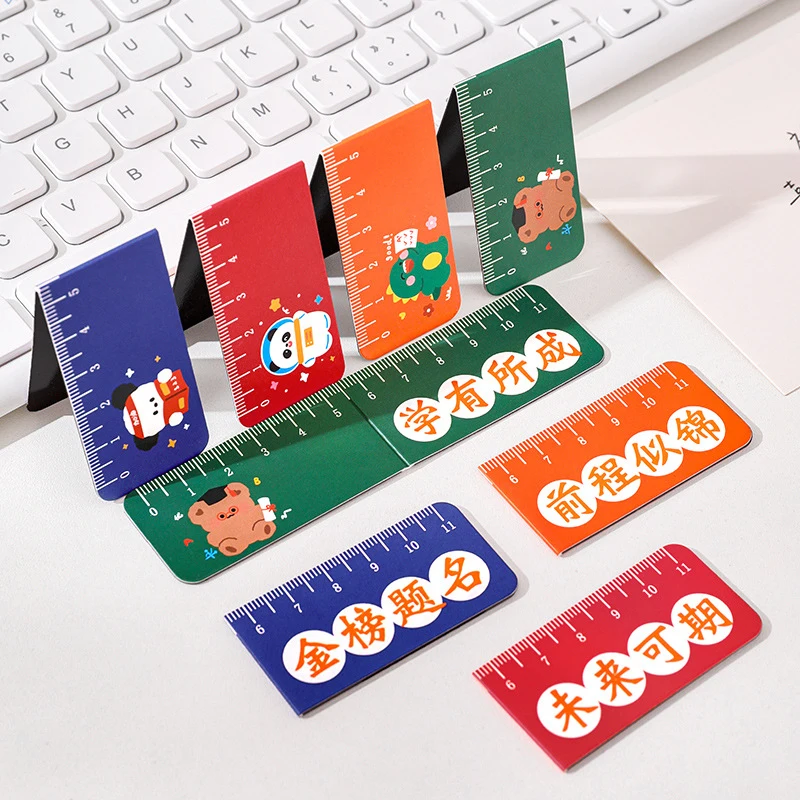 Cartoon Kawaii Christmas Magnet Ruler Foldable Magnetic Bookmarks Cute Creative Page Markers Clips Office Stationery Supplies