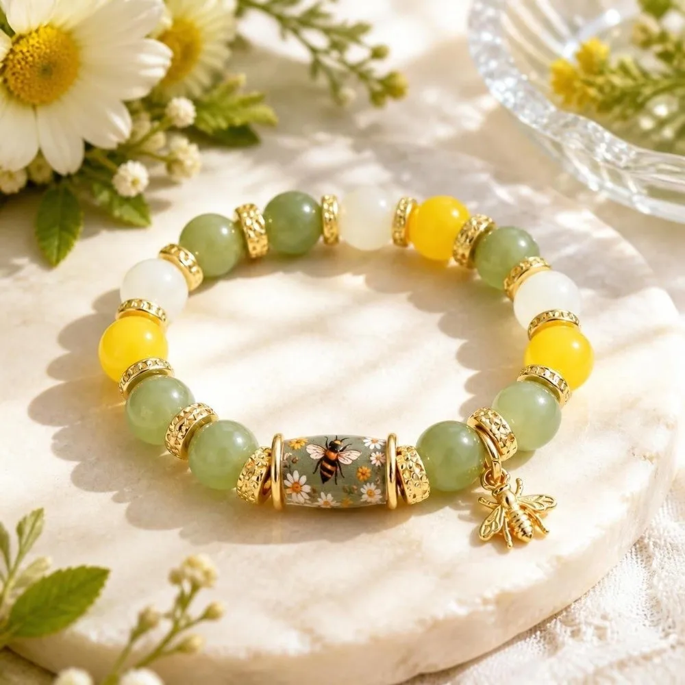 Butterfly Hummingbird Bracelet Bee Sunflower Inspirational Bracelet Adjustable Luxury Crystal Beaded Bracelet Women