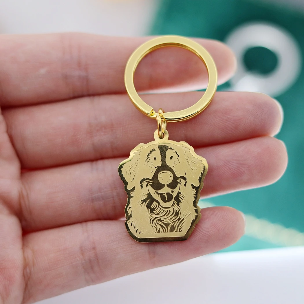 Pet Charms Bernese Mountain Dog Keychain for Women Men Jewelry Kids Gifts High Quality Stainless Steel Key Ring Deco Accessories