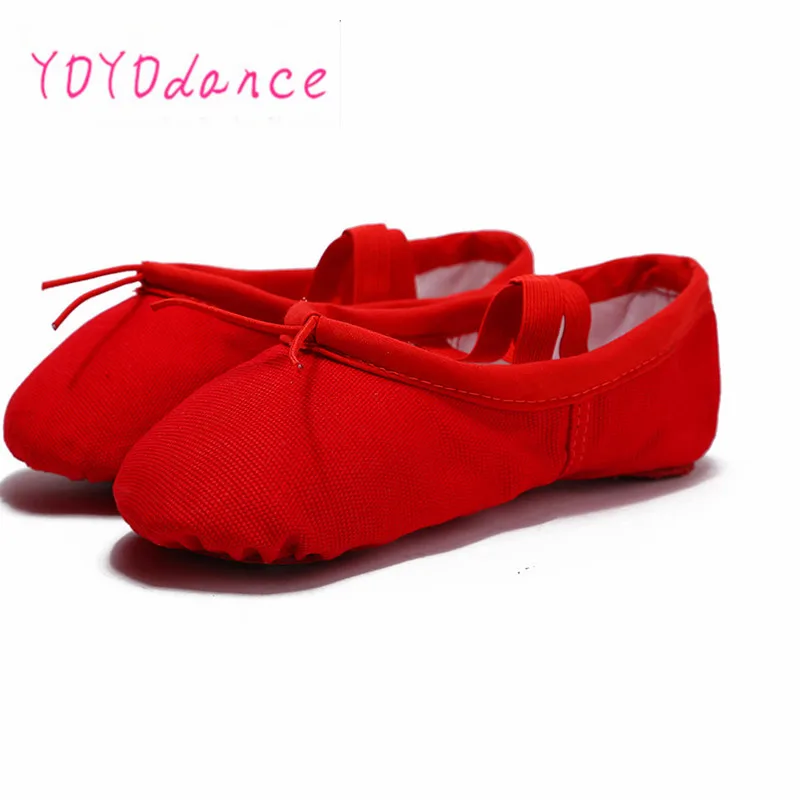 6 Colors Black Pink Red White Flesh Brown Quality Canvas Ballet  for Kids Soft Splitsole Belly Dancing Shoe for Adult