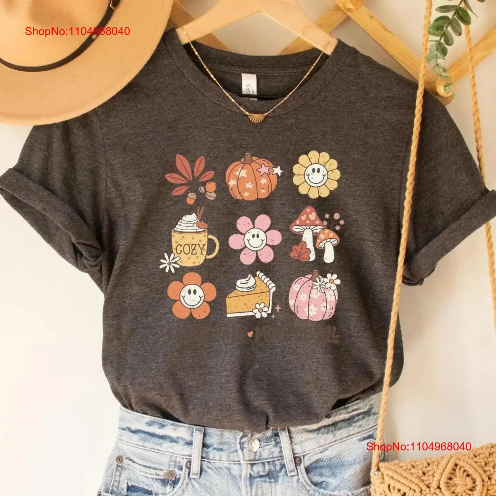 

Уютная осенняя футболка, милая осенняя одежда, модная ретро-футболка на День Благодарения, винтажная, промытая, слегка мягкая, стильная