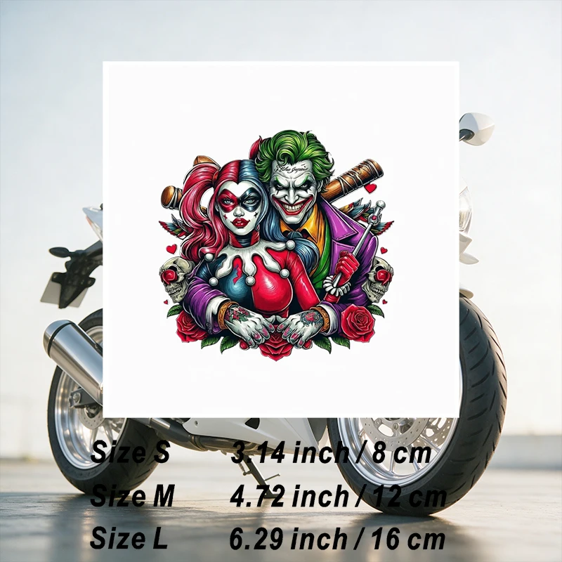 Car Stickers Clown Villain Couple Art Vinyl Decal Waterproof Die Cut UV Resistant Removable for Fuel Tank Cap Auto Decor