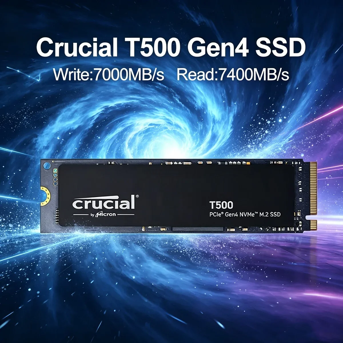 SSD Interno Crucial T500 1TB NVMe Gen4 M.2 7300MB/s para Jogos PS5 Laptop PC CT1000T500SSD8 Original OEM