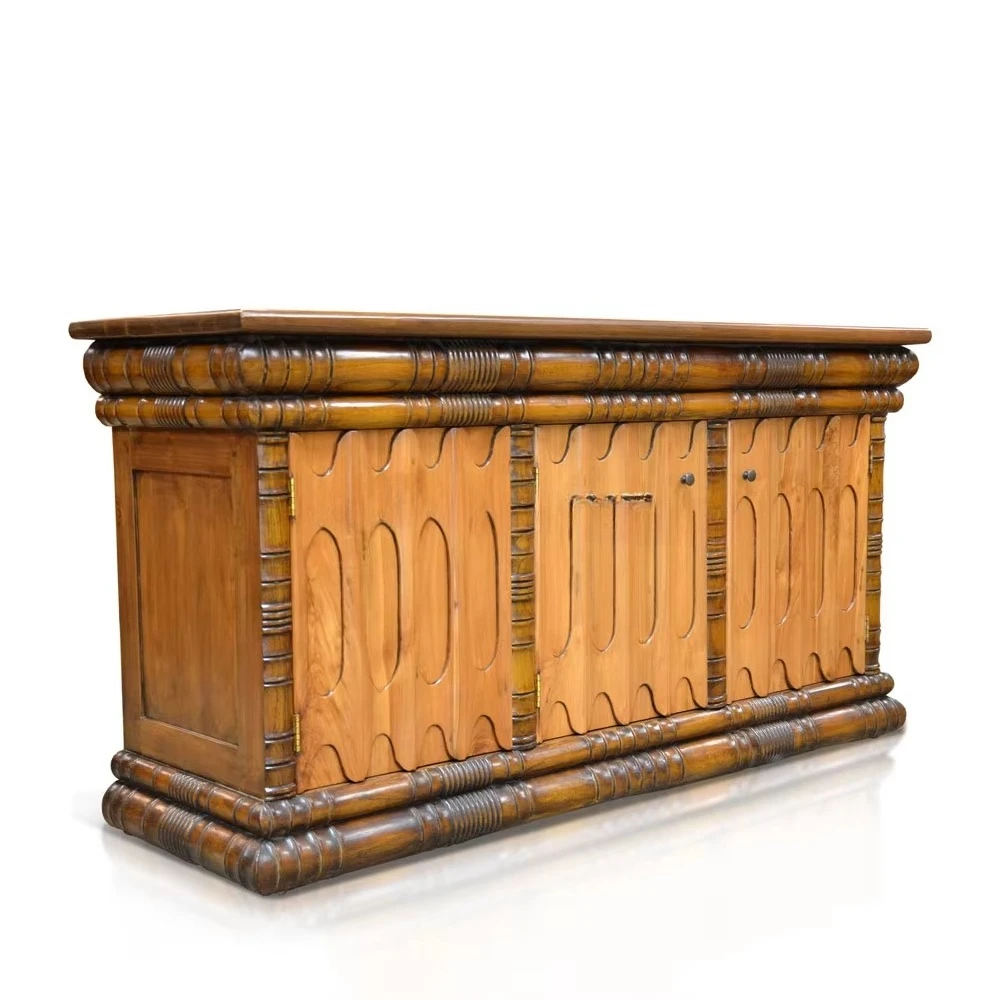 وحدة تحكم بوفيه عتيقة من خشب الساج الطبيعي، أثاث غرفة المعيشة الصلبة W150xH78cm المنزلية