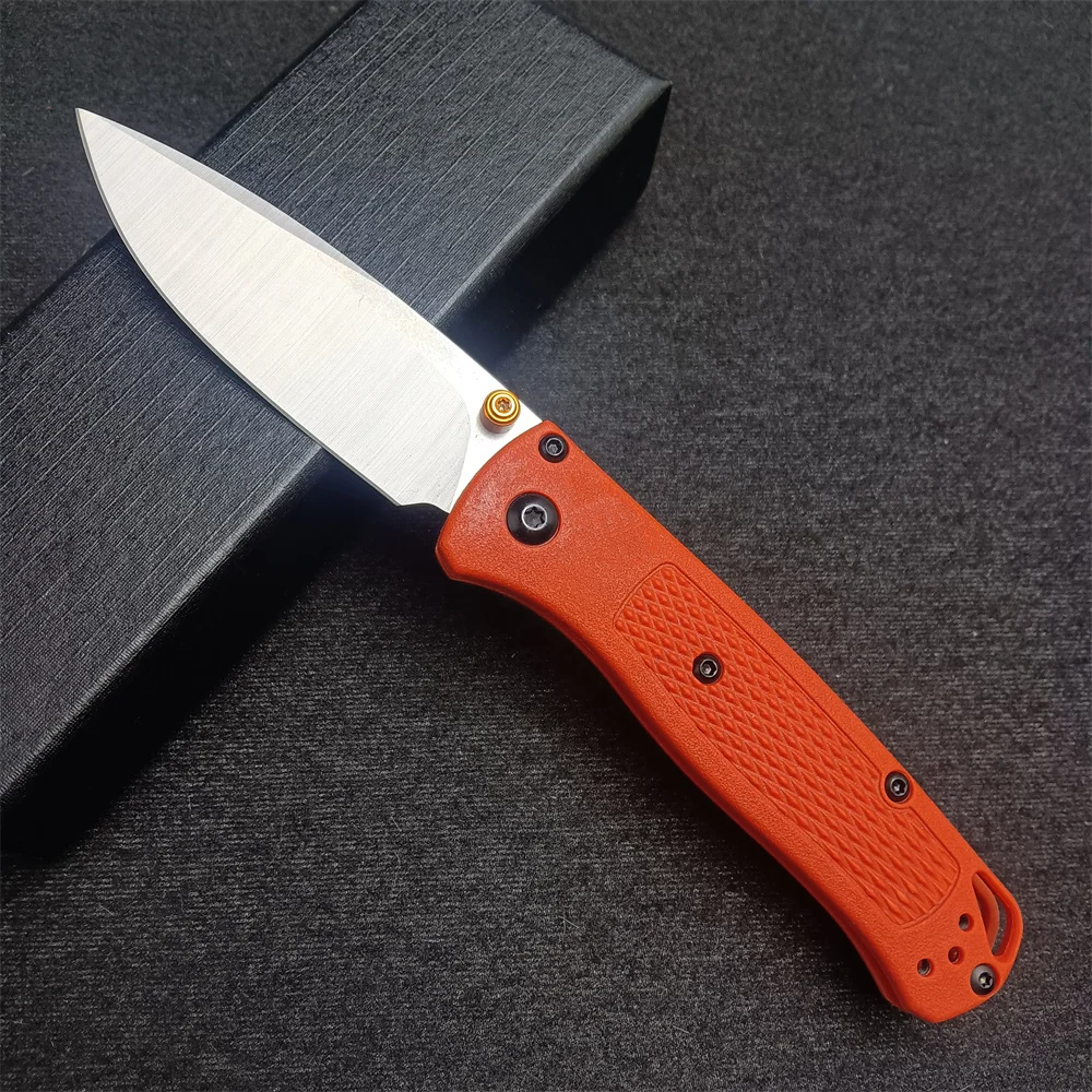 

Red-orange Handle Mini Bugout Pocket Folding Knife with Clip, Drop Point Blade EDC Outdoor Survival Knives For Men - No Logo