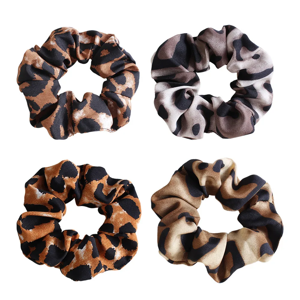 Ikat Rambut Motif Leopard Besar Premium untuk Kuncir Kuda, Ikat Rambut Bunga Besar, Aksesoris Rambut Temperamen