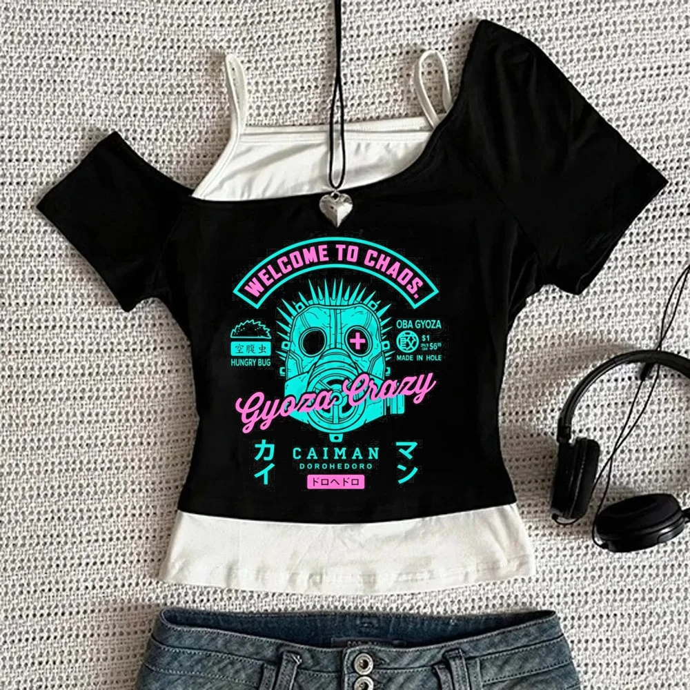 Dorohedoro crop top women korean fashion emo funny cutecore cute tshirt cutecore kawaii goth baddie jojifuku - view 3