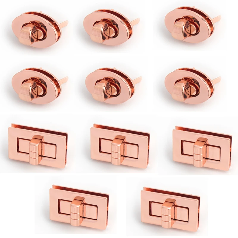 2-5PCS 28mm/48mm Rose gold Metal Rectangular Bag Twist Lock Accessories Oval Women’s Shoulder Bag Leather Bag Twist Lock