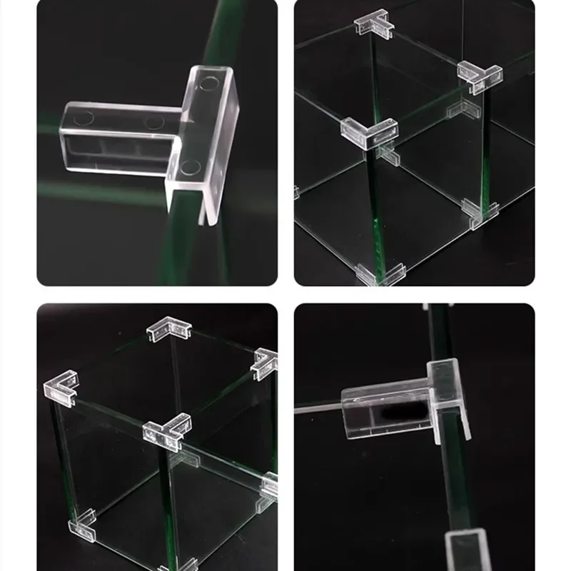 20pcs Acrylic Glass Clip Plastic Fixed Snap Transparent Fish Tank Corner Guard Slot Furniture Shelves Fixed Splicing Bracket