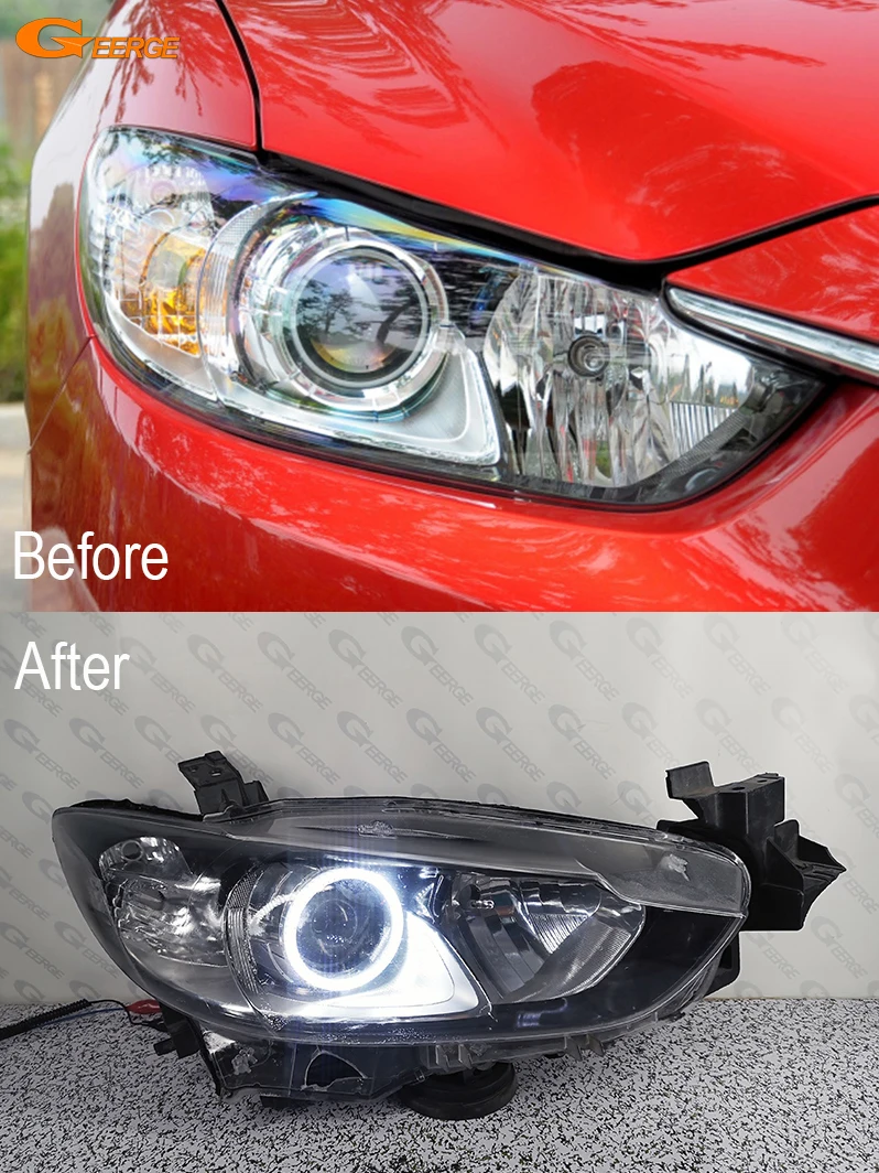 For Mazda 6 Atenza Mazda6 GJ GL Ultra Bright A/W Switchback Day Light Turn Signal SMD LED Angel Eyes Kit Halo Rings