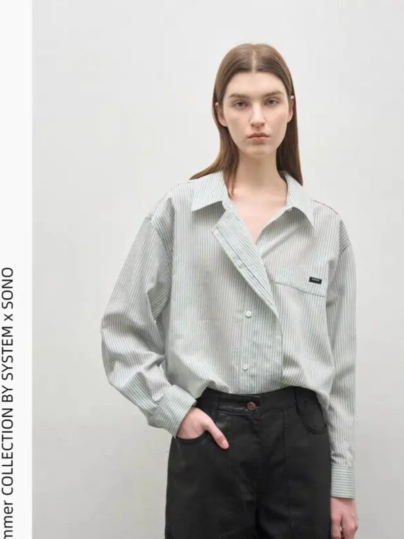 

Casual Comfortable Long Shirt Korean Style Loose Fit Skin-friendly Summer New Arrival Slimming Effect Striped Pattern Women's...