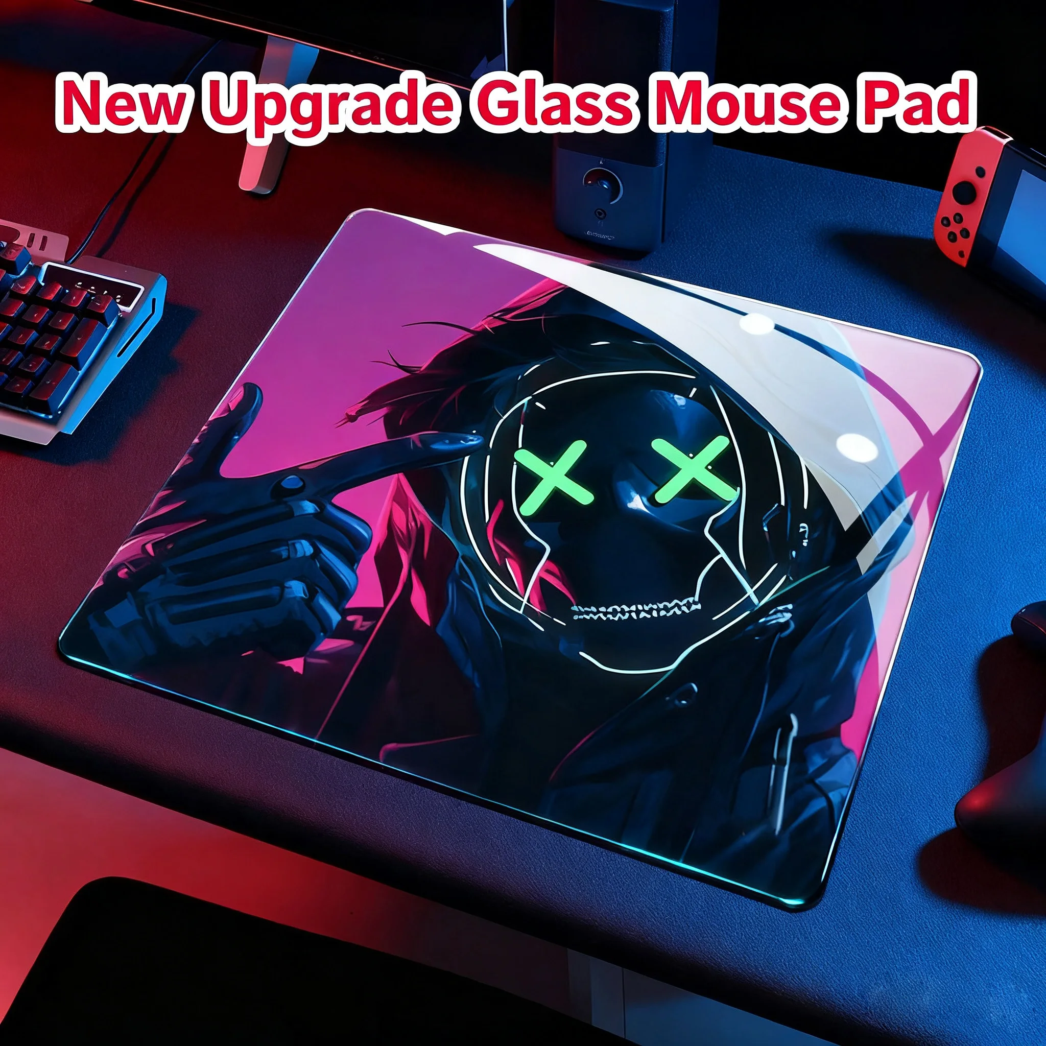 Mouse pad de vidro para jogos, padrão legal personalizado, superfície fosca suave, mesa de vidro temperado, e-sports, fps, jogo, mouse pad de vidro