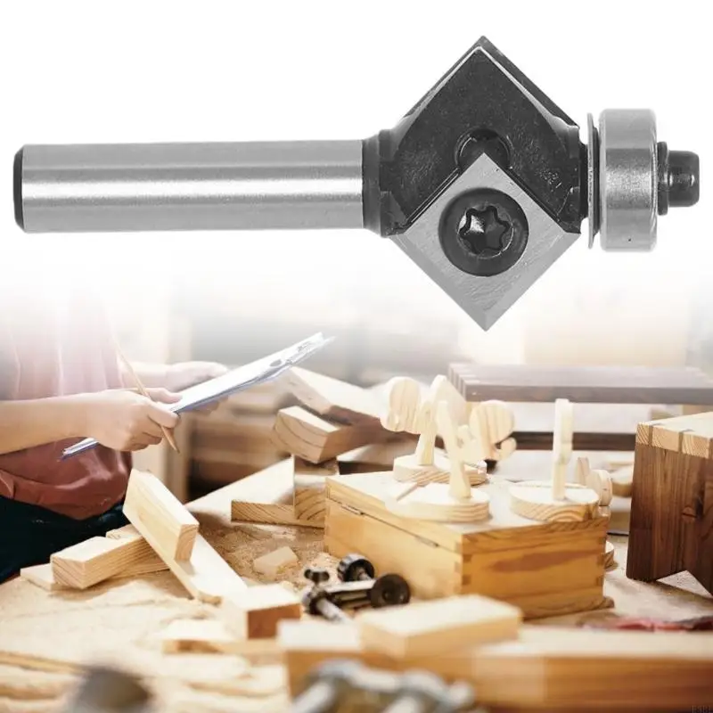 e5be 45 درجة شارع جهاز التوجيه بت 45 ° Woodwork Bevel تقليم القاطع قطع الطحن