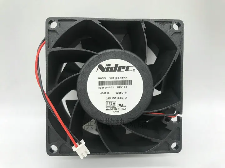 Nidec V35132-55RA DC 24V 0.45A 80x80x38mm 2-Wire Server Cooling Fan