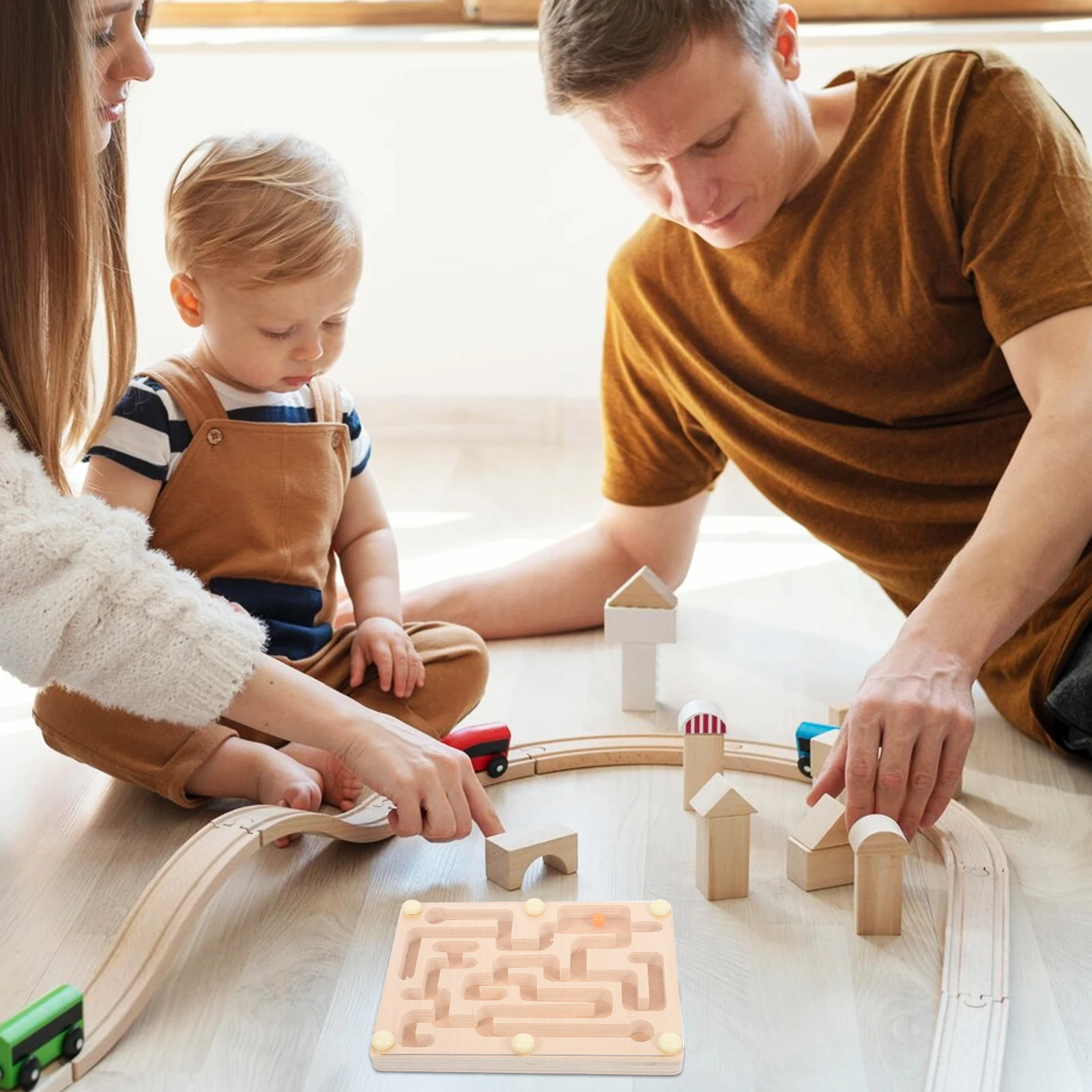 مضحك لغز المتاهة مجلس التوازن الخشبي تدريب الاطفال التعليمية اللعب المتاهة مجلس الخرز المحمول لعبة لعبة الخرز المحمول #3