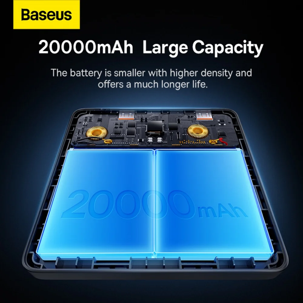 Baseus 20000mAh 100W Power Bank PD Fast Charging PowerBank for iPhone 17 16 15 14 for Laptop External Battery for Macbook iPad