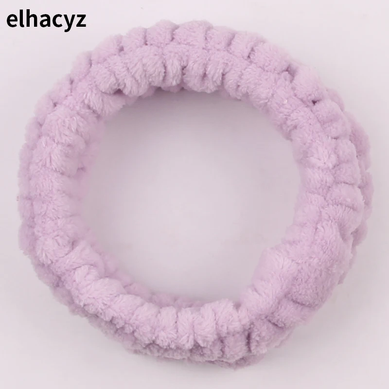 Schickes festes Korallen vlies weiches elastisches Spa Gesichts haarband Mädchen waschen Gesicht Kopf tragen Make-up Stirnband Frauen Haarschmuck – Detail 12