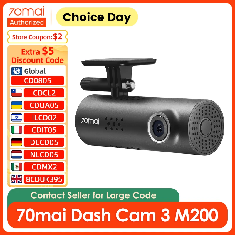 70mai Smart Dash Cam 3, английское голосовое управление, 1080P HDR, поддержка ночного видения, 24 часа, парковочный монитор, WIFI 70mai, автомобильный видеорегистратор M200
