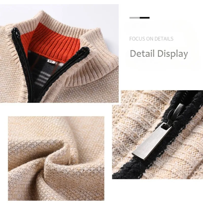 Maglione lavorato a maglia con colletto rialzato da uomo Autunno Inverno Nuovo cardigan Top Giacca coreana slim in tinta unita