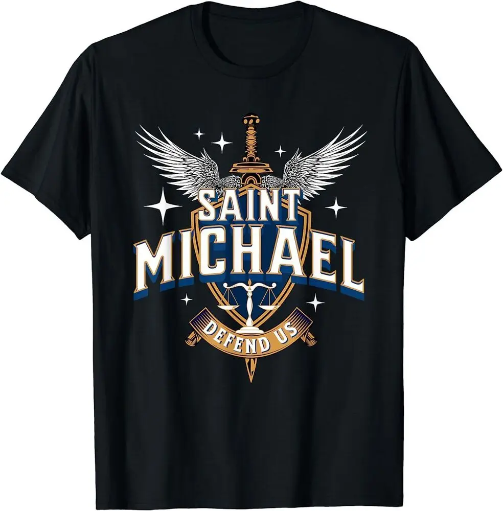 T-Shirt Vintage en Coton de Marque de Luxe, Épée de Saint Michel Archange Ange Catholique, Surdimensionné