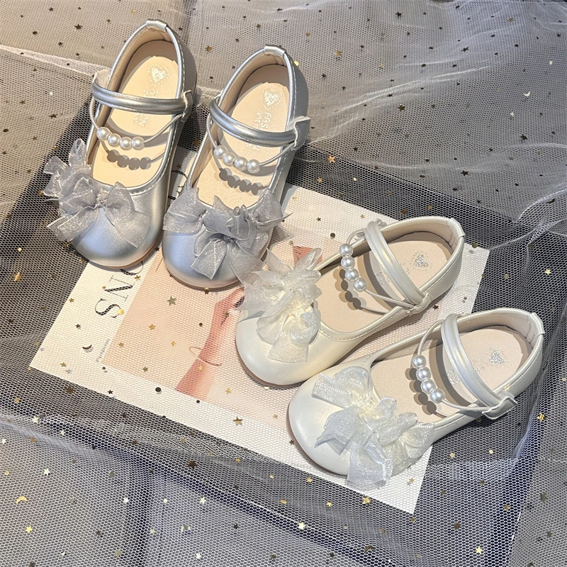 

2025 Autumn New Children Leather Shoes for Girls Fashion Korean Style Soft Bottom Anti-slippery Versatile Princess Wedding Shoes