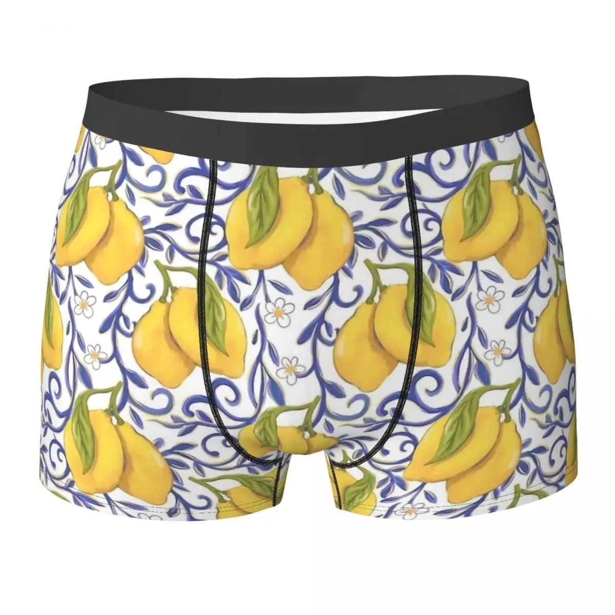 Lemon Underwear Painted Tile Style Citrus Male Panties Custom Cute Boxershorts Hot Shorts Briefs Plus Size