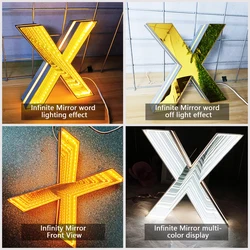 Business sign Custom Metal 3D Waterproof Lighting Company Acrylic LED Infinite Mirror Luminous Letters Digital Sign