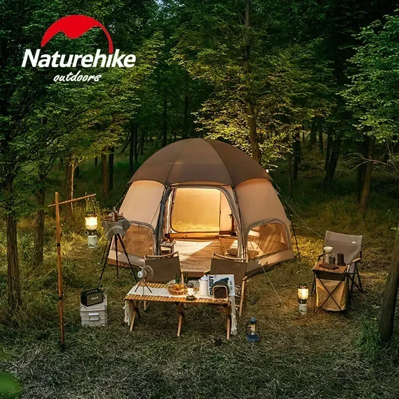 

Naturehike Outdoor Octagon Tent Camping 3-4 Persons Multiwindow Ventilation Double Door Mushroom Equipment Awning gazebo couples