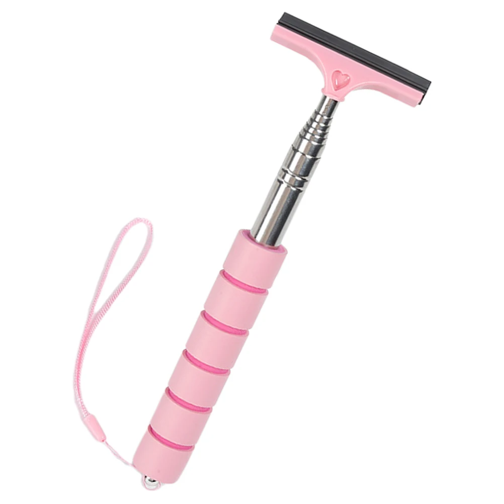 

Pink Adjustable Handle Telescopic Car Rearview Mirror Wiper Glass Windshield Squeegee Window Cleaner Tool Squeegee For Windows