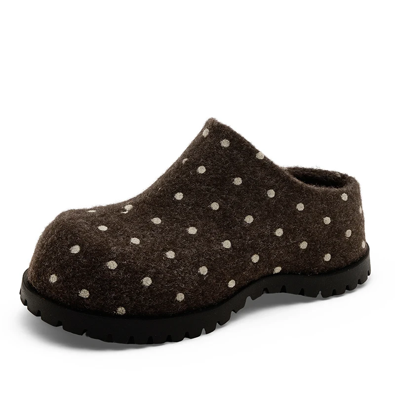 AIYUQI 2026 New Women Polka Dot Mule Clogs Thick Platform Slip on Backless Shoes Retro Casual Daily Walking Shoes For Ladies