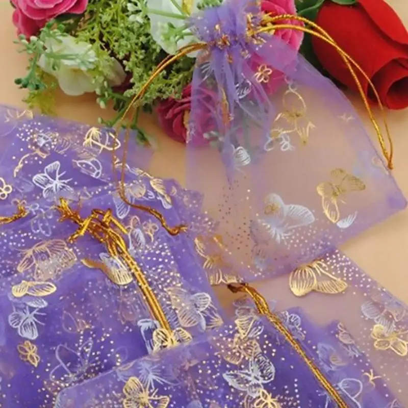 25Pcs Organza Gift Bags Jewellery Drawstring Pouches Wedding Party Candy 10X12cm NM