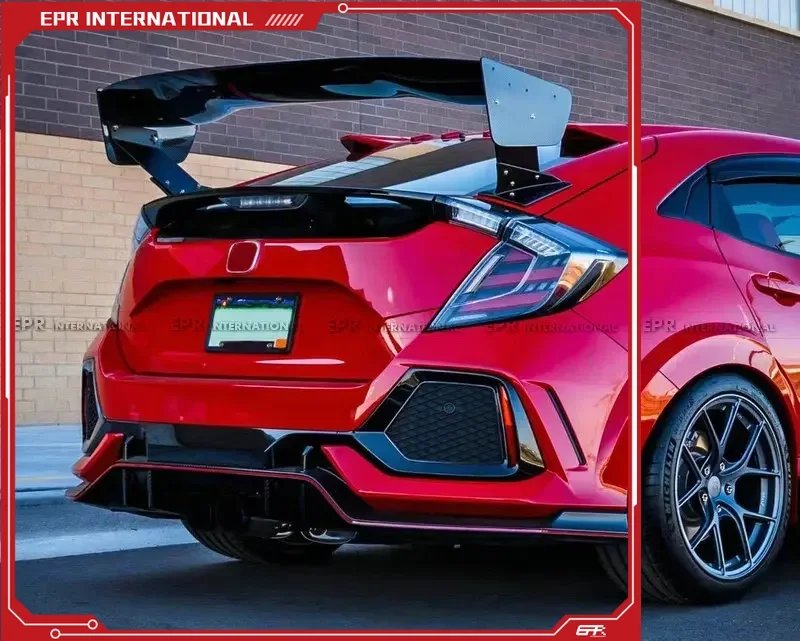 جناح صندوق السيارة من ألياف الكربون لسيارة Honda Civic FK7 FK8 VTX2V سبويلر خلفي GT (أرجل كربون جافة) #1