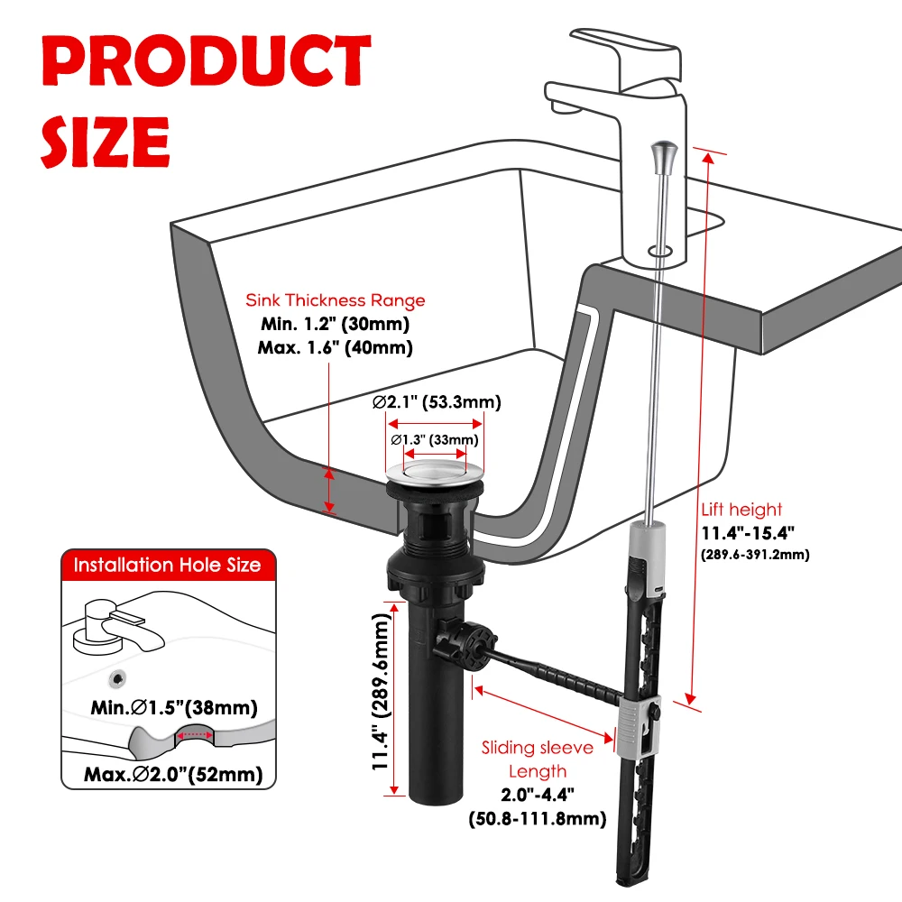 

Pop Up Drain Lever Kitchen Sink Strainer Stopper Waste Plug Sink Filter Bathroom Basin Sink Drain Deodorization Accessories